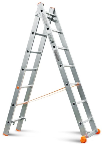 Двухсекционная алюминиевая лестница КЛАССИК 2х7 ступеней Эйфель от магазина ЛесКонПром.ру