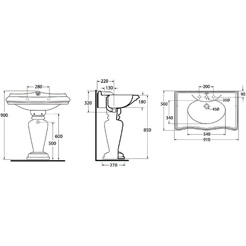 Раковина Migliore Impero 90 20789 Белая от магазина ЛесКонПром.ру