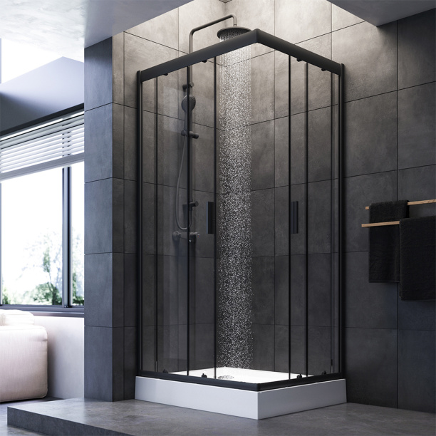 Душевой уголок AM.PM 100х80х200 см черный профиль от магазина ЛесКонПром.ру