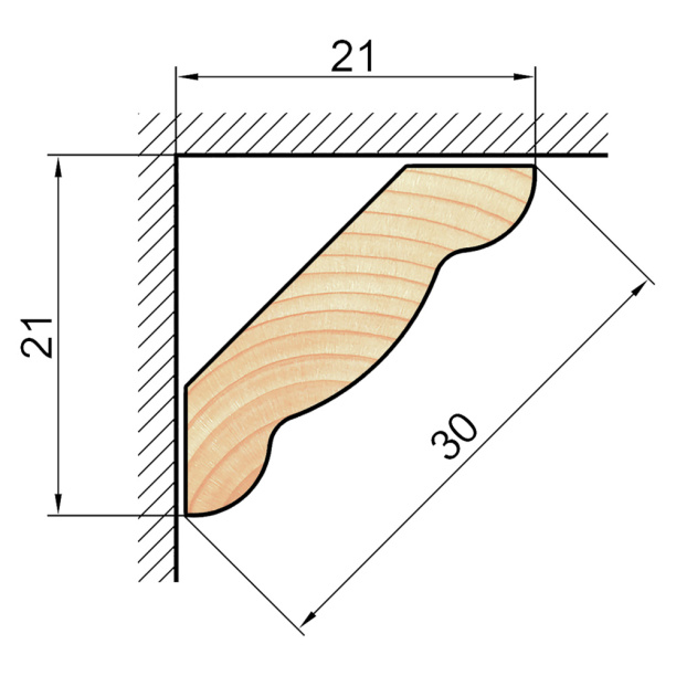 Галтель 30х2200 мм ГС-30 сосна сращенная от магазина ЛесКонПром.ру
