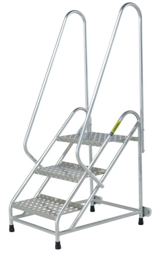 МОНТАЖНАЯ ПОДСТАВКА MEGAL (ТИП 2) 5 СТУПЕНЕЙ С ДВУМЯ ПОРУЧНЯМИ С КОЛЕСАМИ от магазина ЛесКонПром.ру