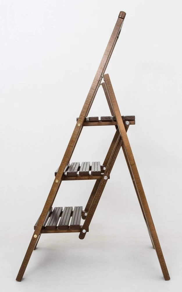 Стремянка деревянная с широкими ступенями Hoz-Block Микки 3 ступени Венге (арт. СДМ-3В) от магазина ЛесКонПром.ру