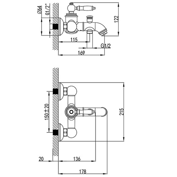 Смеситель для ванны CULTO Antique хром от магазина ЛесКонПром.ру