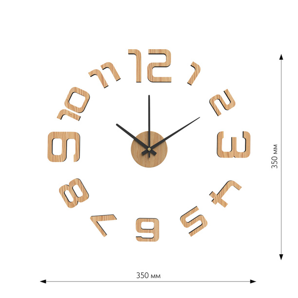Часы-наклейки d35 см светлое дерево от магазина ЛесКонПром.ру
