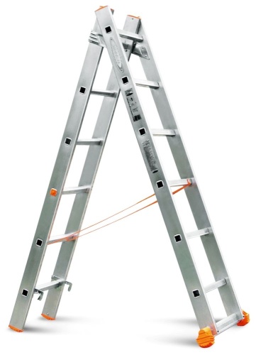 Двухсекционная алюминиевая лестница КЛАССИК 2х6 ступеней Эйфель от магазина ЛесКонПром.ру