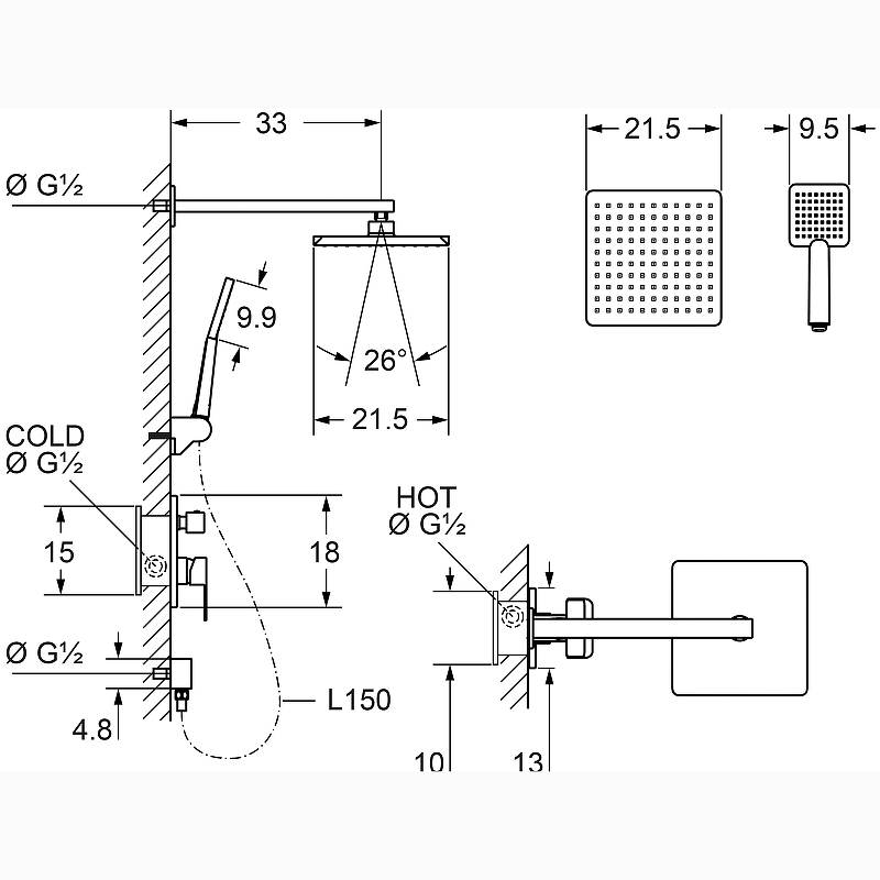 Душевая система Laguraty 2158 Хром от магазина ЛесКонПром.ру