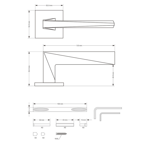 Ручки дверные NEODECO Feldspar EN никель от магазина ЛесКонПром.ру