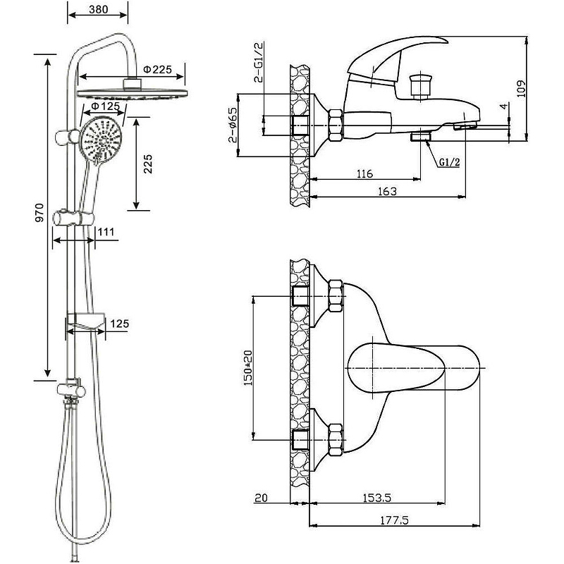 Душевая система Agger Breeze A0893500 Хром от магазина ЛесКонПром.ру