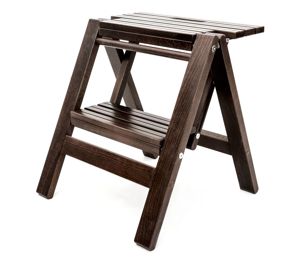 Стремянка-табурет деревянная с широкими ступенями Hoz-Block Микки 2 ступени Черная (арт. СДМТ-2Ч) от магазина ЛесКонПром.ру