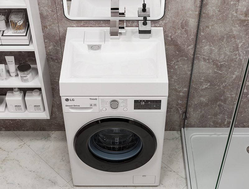 Раковина Paola Siena 60x50 на стиральную машину Белая глянцевая от магазина ЛесКонПром.ру