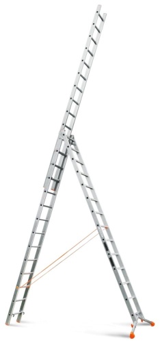 Трехсекционная алюминиевая лестница ЮВЕЛИР 3Х14 ступеней Эйфель от магазина ЛесКонПром.ру