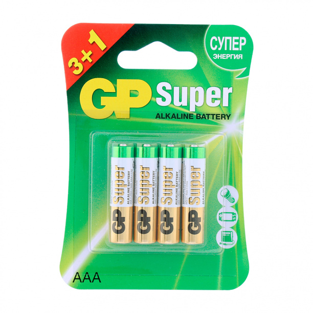 Батарейка GP Super LR03(АAА) 4 шт от магазина ЛесКонПром.ру
