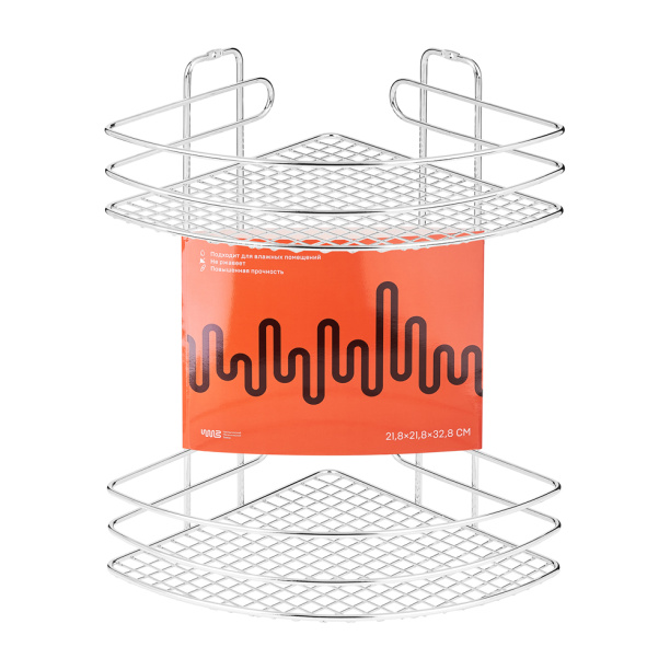 Полка сетчатая ЧМЗ 2-ярусная угловая хром от магазина ЛесКонПром.ру