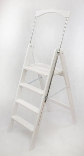 Стремянка деревянная Hoz-Block Серж 4 ступени Белая (арт. СДР-4Б) от магазина ЛесКонПром.ру