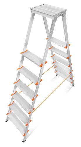 Двухсторонняя стремянка алюминиевая Эйфель 6 ступеней (арт. Мастер 130 - 206) от магазина ЛесКонПром.ру