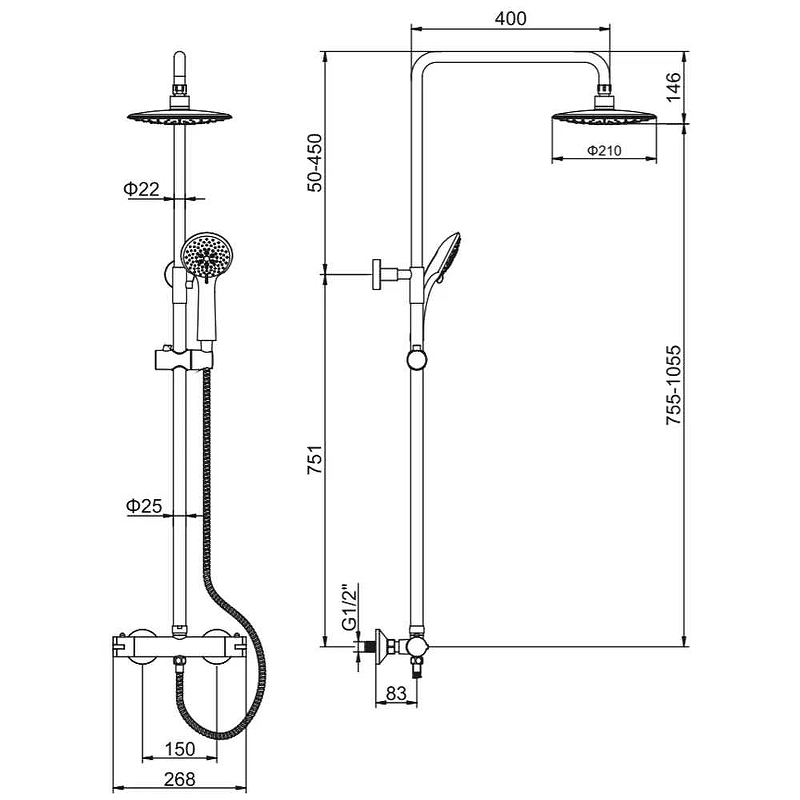 Душевая система Ledeme 2411L Хром от магазина ЛесКонПром.ру