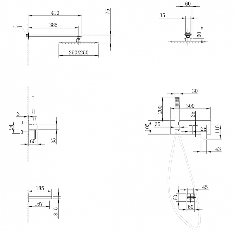 Душевая система Abber Daheim AF8217 Хром от магазина ЛесКонПром.ру