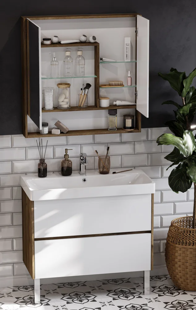 Зеркало-шкаф AQUATON Сканди 90 дуб рустикальный от магазина ЛесКонПром.ру