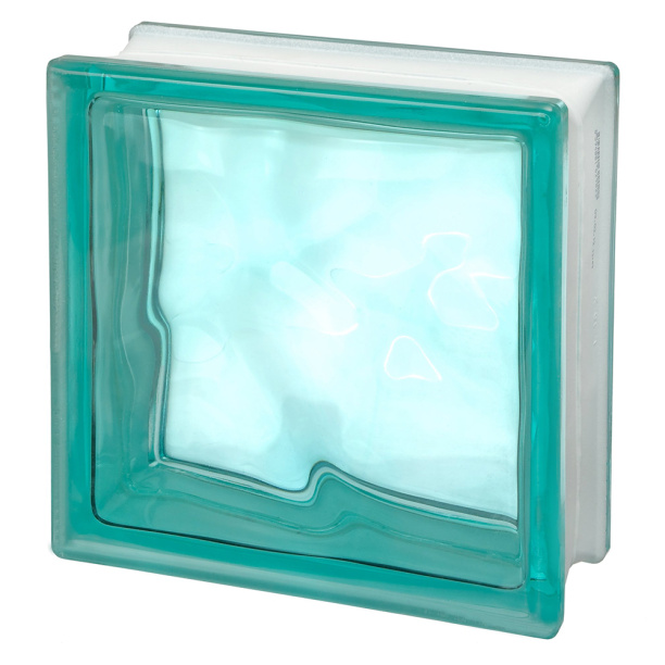 Стеклоблок Волна туркус 19х19х8 см от магазина ЛесКонПром.ру