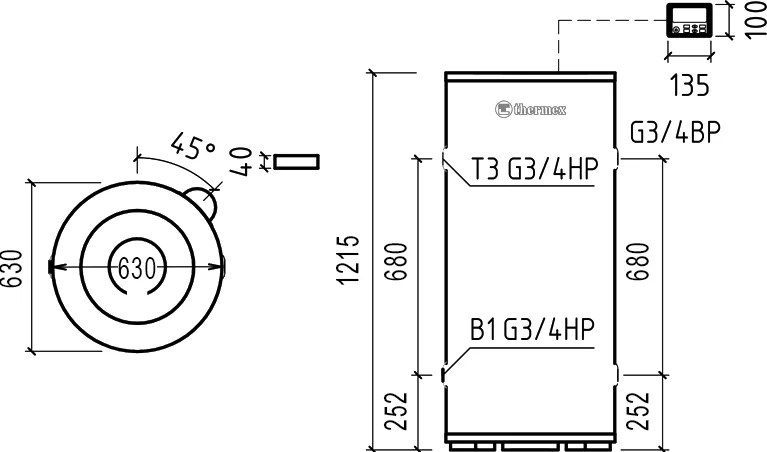 Накопительный водонагреватель Thermex Round Plus IR 300 V электрический от магазина ЛесКонПром.ру