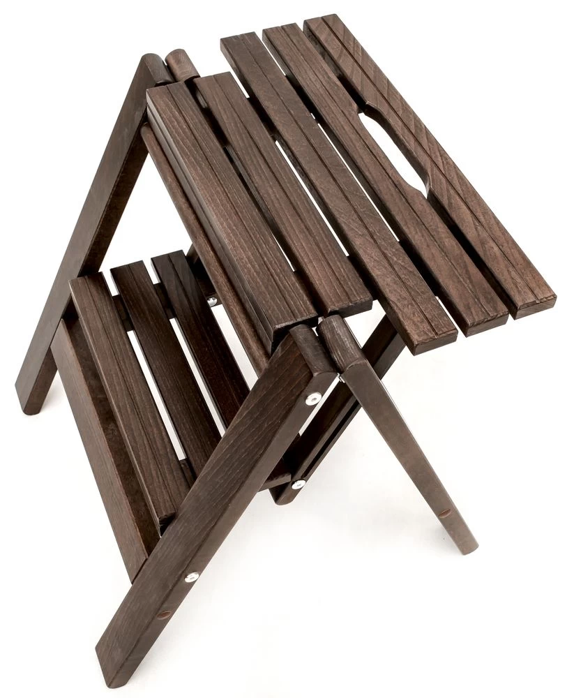 Стремянка-табурет деревянная с широкими ступенями Hoz-Block Микки 2 ступени Венге (арт. СДМТ-2В) от магазина ЛесКонПром.ру