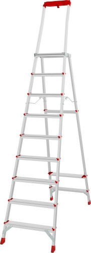 Стремянка алюминиевая профессиональная с увеличенной площадкой и органайзером Новая Высота 9 ступеней (арт. 3135109) от магазина ЛесКонПром.ру