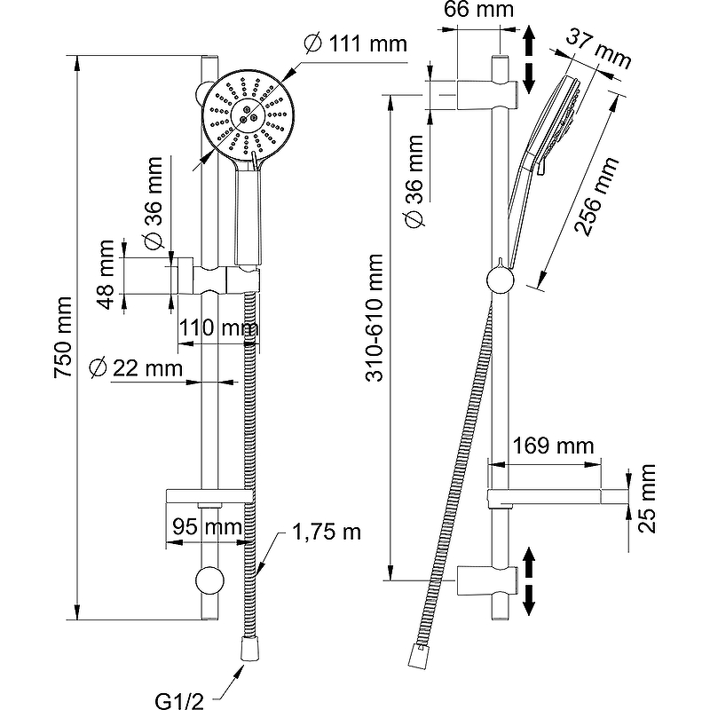 Душевой гарнитур Swedbe Calypso 5083 Хром от магазина ЛесКонПром.ру
