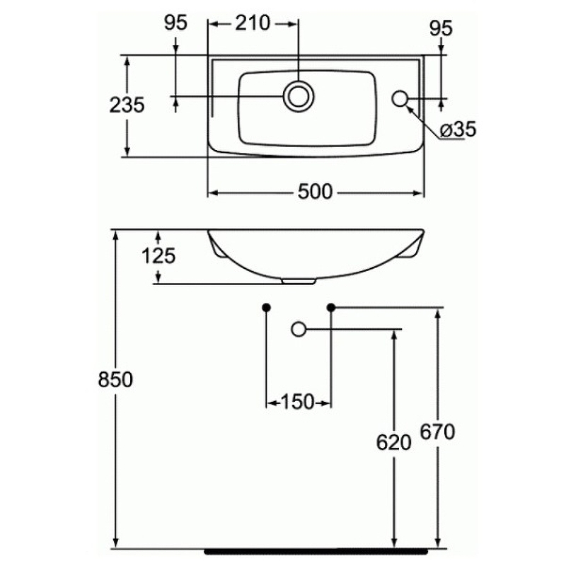 Раковина Vidima Seva Fresh 50 W449461 Белая от магазина ЛесКонПром.ру