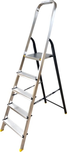 Стремянка алюминиевая усиленная со стальной задней ногой Алюмет 5 ступеней арт. АМS 7805 от магазина ЛесКонПром.ру