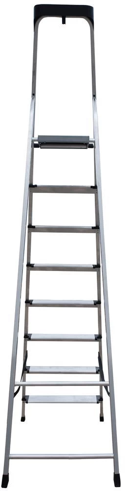 Стремянка алюминиевая с широкой ступенью и органайзером Новая Высота 8 ступеней (арт. 2118108) от магазина ЛесКонПром.ру