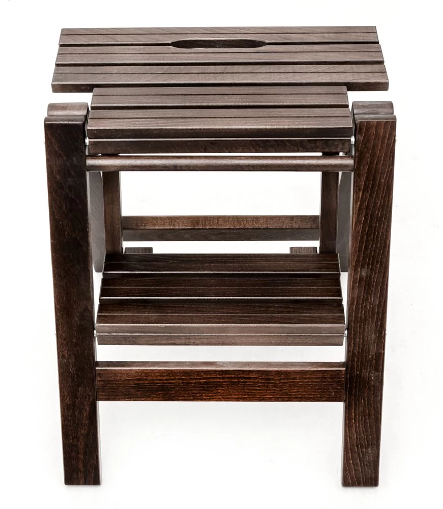 Стремянка-табурет деревянная с широкими ступенями Hoz-Block Микки 2 ступени Венге (арт. СДМТ-2В) от магазина ЛесКонПром.ру