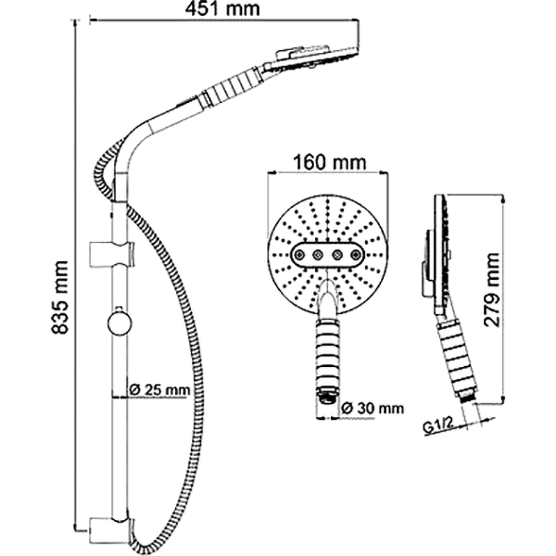 Душевой гарнитур WasserKRAFT A044 Хром от магазина ЛесКонПром.ру