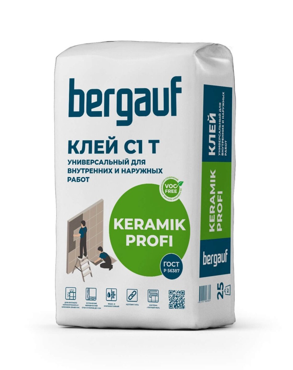 Клей универсальный Bergauf Keramik Profi 25 кг от магазина ЛесКонПром.ру