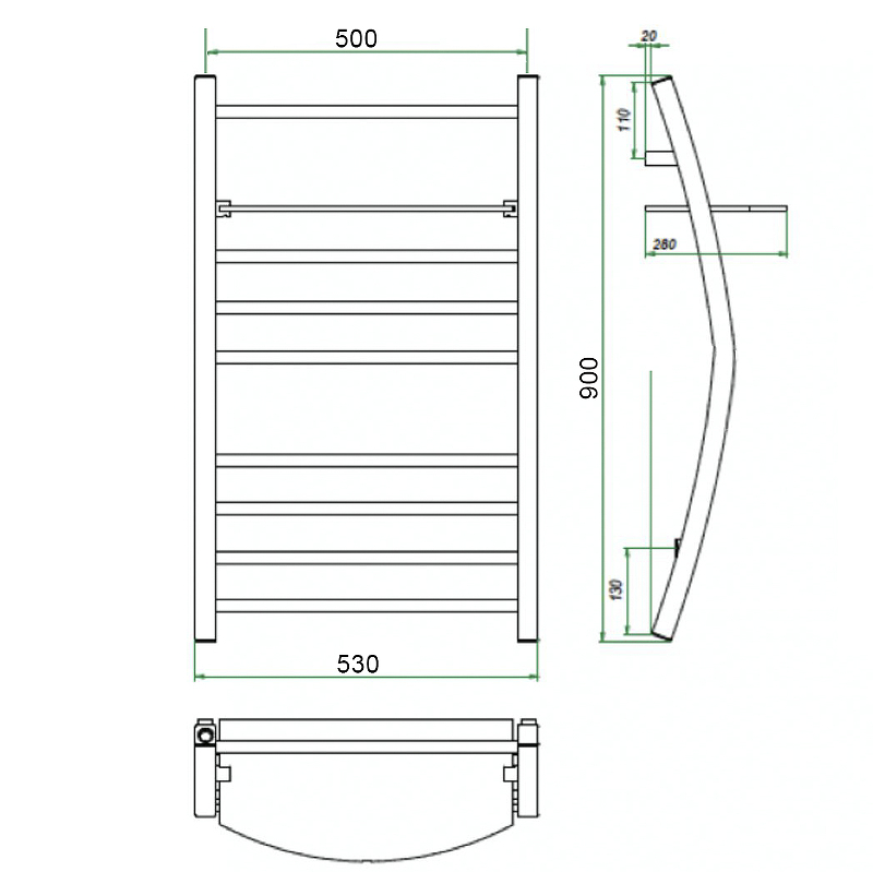 Водяной полотенцесушитель Grota Vela 530х900 Хром от магазина ЛесКонПром.ру