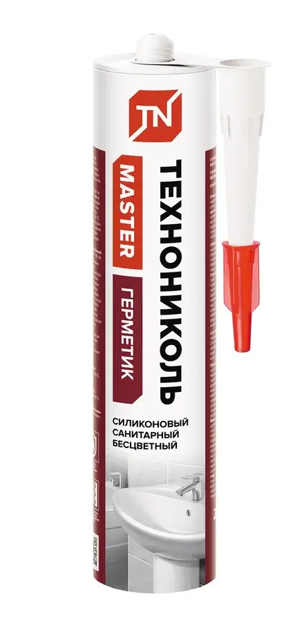 Герметик ТЕХНОНИКОЛЬ санитарный силиконовый бесцветный 280 мл от магазина ЛесКонПром.ру