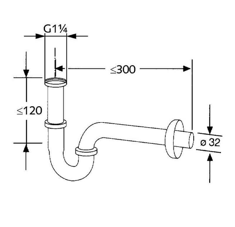 Сифон для раковины Kludi 1026505-00 Хром от магазина ЛесКонПром.ру