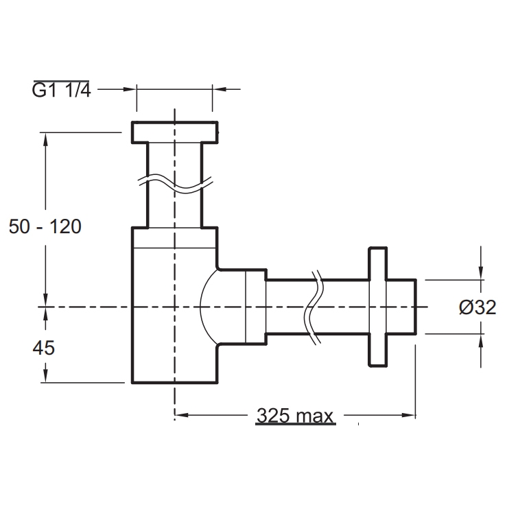 Сифон для раковины Jacob Delafon E78297-CP Хром от магазина ЛесКонПром.ру