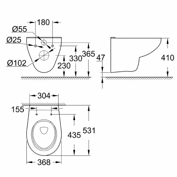 Унитаз подвесной GROHE Bau Ceramic безободковый без сиденья от магазина ЛесКонПром.ру