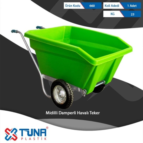 Тачка  двухколесная 175л TUNA с зеленым корытом от магазина ЛесКонПром.ру