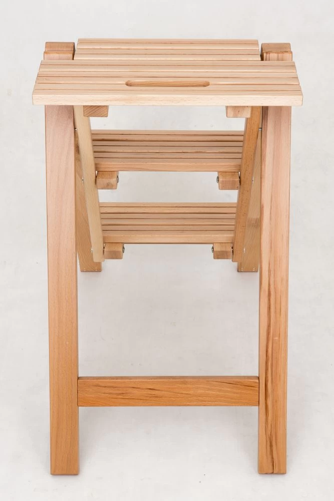 Стремянка-табурет деревянная с широкими ступенями Hoz-Block Микки 2 ступени Белая (арт. СДМТ-2Б) от магазина ЛесКонПром.ру