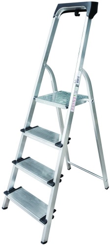 Стремянка алюминиевая с широкой ступенью и органайзером Новая Высота 4 ступени (арт. 1118104) от магазина ЛесКонПром.ру