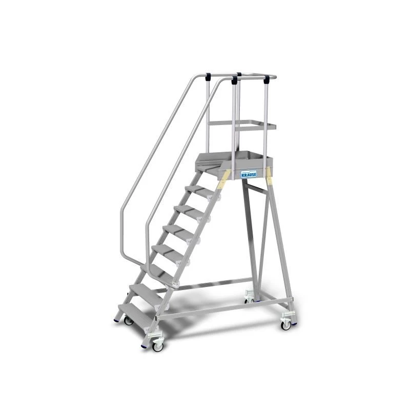 Односторонняя передвижная лестница с платформой STABILO 8 ступеней KRAUSE оснащенная плинтусом и высоким ограждением арт. 820686 от магазина ЛесКонПром.ру