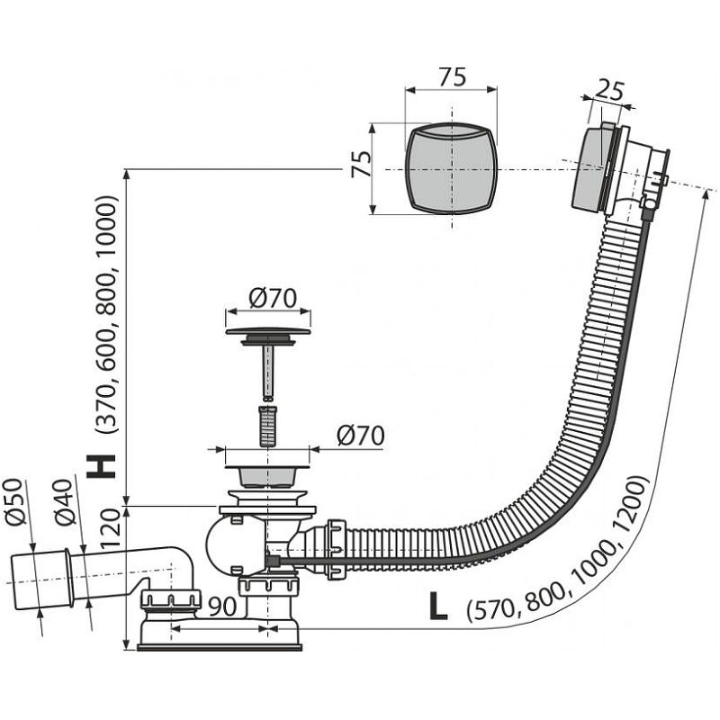 Слив-перелив Alcaplast A553KM1 автомат Хром от магазина ЛесКонПром.ру