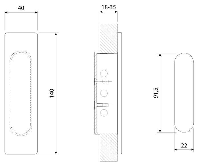 Ручка врезная мебельная Модель MN102 MN1026ZAX0466GN от магазина ЛесКонПром.ру