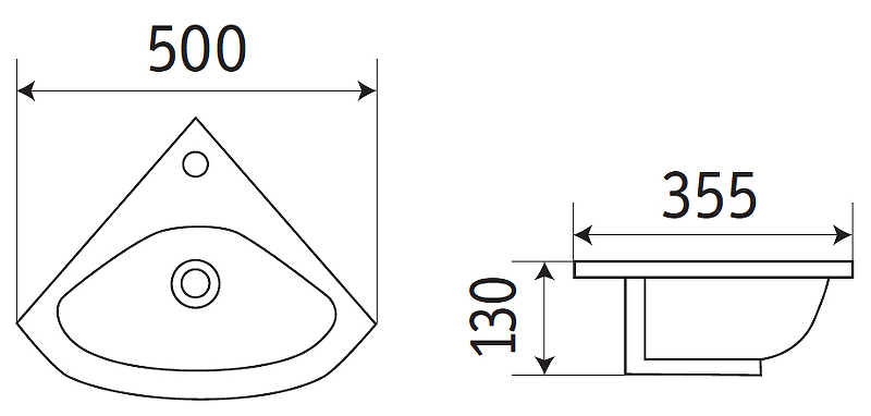 Раковина CeramaLux 50 78378 угловая Белая глянцевая от магазина ЛесКонПром.ру