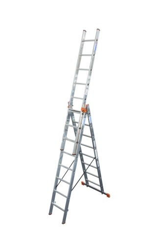 Лестница алюминиевая трехсекционая KRAUSE TRIBILO 3х8 от магазина ЛесКонПром.ру