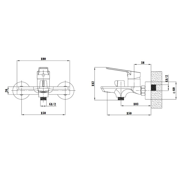 Смеситель для ванны Esko Singapore black от магазина ЛесКонПром.ру