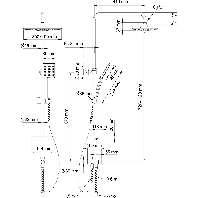 Душевая система Swedbe Calypso 5069 Хром от магазина ЛесКонПром.ру