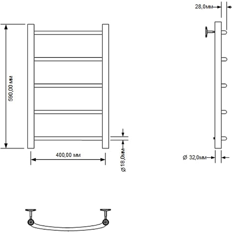 Водяной полотенцесушитель Aquanet Romeo 60x40 266723 Хром от магазина ЛесКонПром.ру