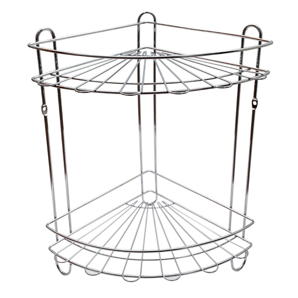 Полка сетчатая Sakura 2-ярусная угловая хром от магазина ЛесКонПром.ру